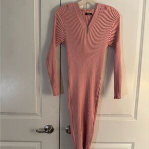 SHEIN Pink Long Sleeve Ribbed Dress size large